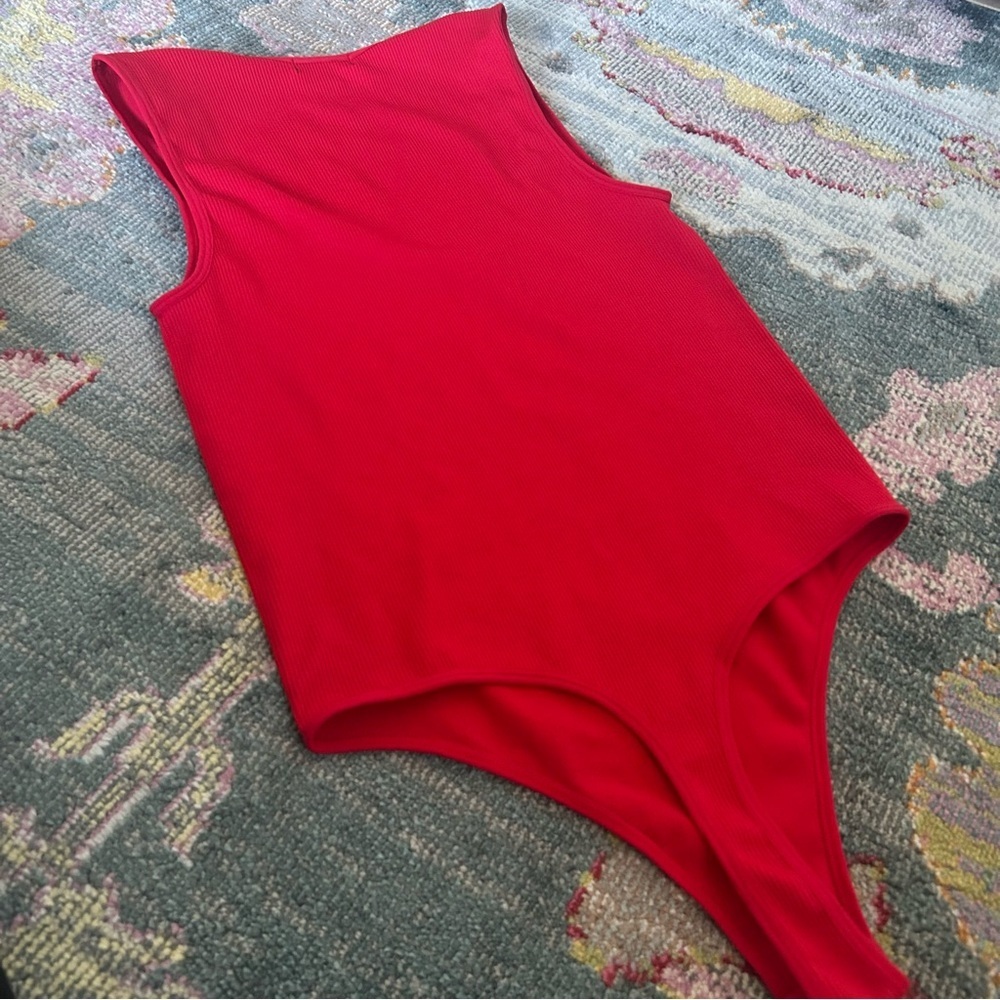 Red Ribbed Bodysuit NWT size M - Picture 5 of 8